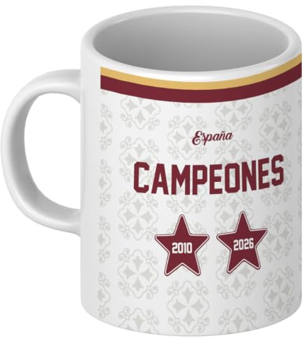 Movilshop | Taza Personalizada España Mundial 2026 – Nombre y Dorsal – Taza de Fútbol de Cerámica 330 ml – Apta para Microondas y Lavavajillas – Regalo Original para Aficionados al Fútbol