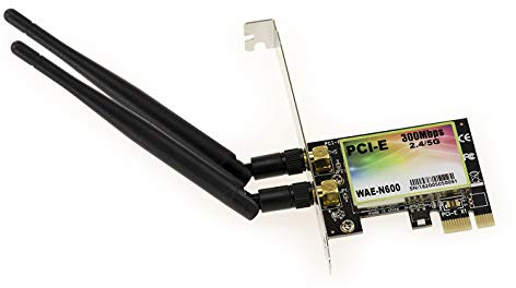 Kalea-informatique trådlös dubbelband WAE-N600 (2,4 GHz 300 Mbps eller 5 GHz 300 Mbps) PCI Express (PCIe) Wi-Fi-adapter nätverkskort med 6dBi extern avtagbar antenn för stationära datorer