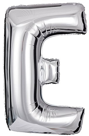 ballonfritz® Ballon Buchstabe E in SILBER - XXL 40/102cm - Folienballons für Luft oder Helium als Geburtstag, Jubiläum, Hochzeit oder Abschluss Geschenk, Party Dekoration oder Überraschung