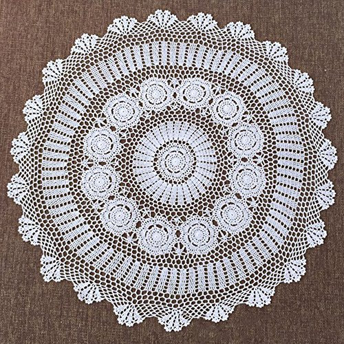 Yizunnu Runde handgefertigte Häkel-Tischdecke, Baumwolle, Spitze, Tischdeckchen, Hochzeit, Party, 90 cm