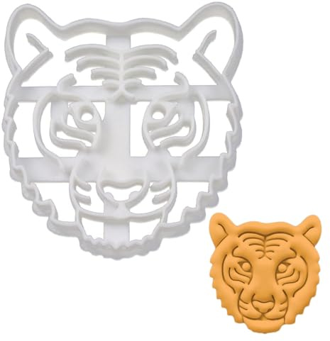 BAKERLOGY Tiger Face Cookie Cutter - Detailed Biscuit Cutter Design for Baking and Crafts, Ideal on Fondant, Dough, Clay