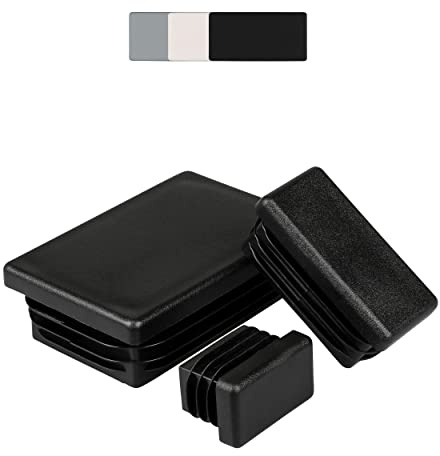 10 Stück Kunststoff Rechteck Rohrstopfen, Lamellenstopfen, Verschiedene Größen und Farben, Möbelgleiter, Stuhlbeinschoner, Schutzkappen (Rohraußenmaß: 50x40mm, Rohrwandstärke: 3mm, Schwarz) | Die Stopfen werden einfach in das Rohr gesteckt, Kopfplatte D x B = 50,0x40,8mm; Höhe H = 5,0mm; Schaftmaß d