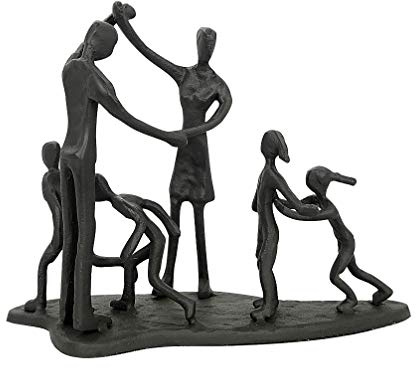 Dreamseden Familia de 6 Figuras, Escultura Familiar, decoración del hogar, Regalos para familias, Estatua Familiar de Hierro Fundido para Aniversario, cumpleaños, Navidad