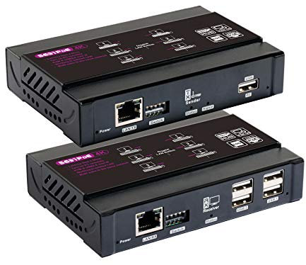 Basicolor 4K PoE HDMI KVM Extender Over IP, USB Ethernet Extender su Cat5 Cat6 fino a 100 m, Plug & Play Lossless & Vicino a Zero Latenza, Supporto Point to Point & TX RX Team Connection