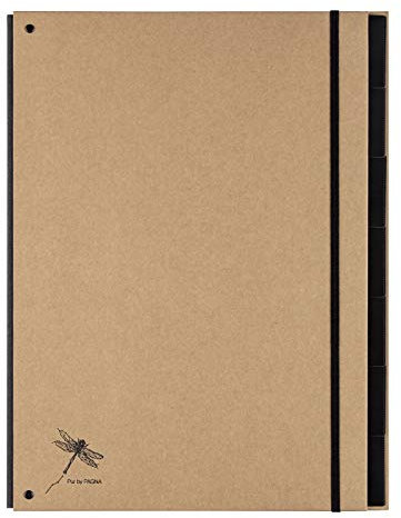 Pagna Pultordner Pur, 7 Fächer, schwarzes Eckspanngummi, Recyclingkarton mit Kraftpapier überzogen, natur