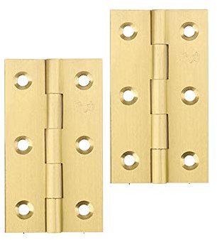 YOFASEN Koppar små gångjärn – mässing fällbara gångjärn för möbelskåp, guld, 76 x 41 x 1,6 mm (3 tum) – 2 st