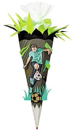 ROTH Schultüten-Bastelset Fußball-Star 68cm 6-eckig Rot(h)-Spitze Kreppverschluss