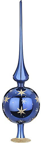 Christbaumspitze, Christbaumschmuck, Inge-Glas, deutsches Produkt, Spitze, 10 x 36 cm, Sternenhimmel, Mitternacht Glanz