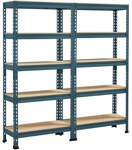 Yaheetech Scaffale/Scaffalatura Garage in Metallo a 5 Ripiani Regolabili da Magazzino Carico Massimo per Ripiano 150 KG 150 x 140 x 30 cm/Blu Nettuno