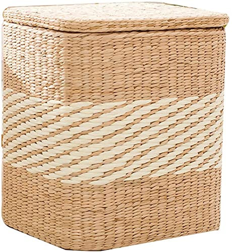 ksamwjf Storage Home Mehrzweck-Schuhhocker für Kinder und Erwachsene Runder Stroh-Rattan-Gewebe-Pouf Kreative Sofahocker,Weiß,38Cmx41Cm