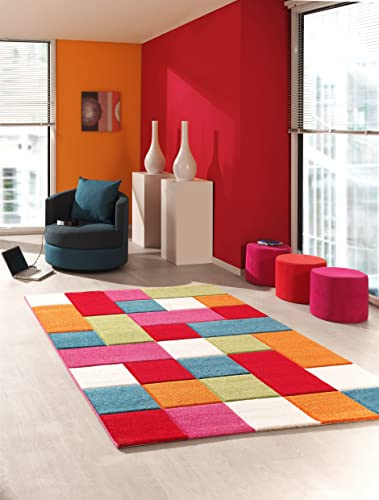 the carpet Monde Moderner Weicher Kinderteppich, Weicher Flor, Pflegeleicht, Farbecht, Lebendige Farben, Kariert, Bunt, 120 x 170 cm