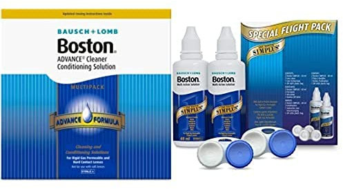 Boston Advance Cleaner & Conditioner Multipack & Boston Simplus Multi-Action Solution Flight Pack, 3X 30ml Cleaner, 3X 120ml Conditioner & 2X 60ml Contact Lens Solution for RGP Contact Lenses