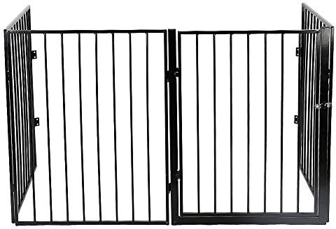 Metall Kaminschutzgitter klappbar - Kaminschutzgitter mit TürMetall Ofenschutzgitter Laufgitter Laufstall Absperrgitter Tierschutzgitter Türschutzgitter für Kinder-240 * 2,5 * 75cm (4 Stück)