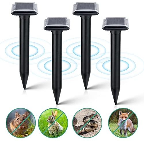 Flintronic Ultraschall Solar Tiervertreiber, Wasserdichter, Tierverscheucher mit PIR-Bewegungsmelder, Frequenz 12.5-25KHz, Blitze zum Verscheuchen von Katzen, Hunde, Vögel, Füchse, Ratten, Marder