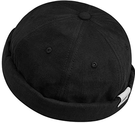 CLAPE Berretto da Portuale da Uomo Cotone Docker cap Berretto Senza Visiera Adjustable Brimless Hat Beanie Watch Hat Black CT84