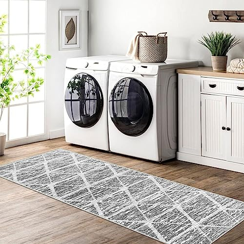 Tinyboy-hbq Teppich läufer für Flure rutschfest,Waschbar Läufer Flur Lange Weiche Kücheläufer für Schlafzimmer Flure Wohnzimmer Küche,Elfenbein Grau,80 x 150 cm