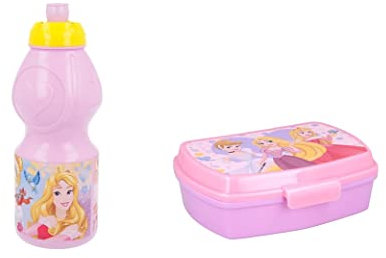 ALMACENESADAN, 5011, confezione ritorno alla scuola Disney Principesse look; composto da bottiglia sport 400ml e sandwich rettangolare multicolore, prodotti riutilizzabili, senza BPA