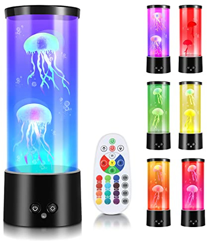 Härlig manetlampa Jellyfish lampa, RGB lavalampa, 12 ljusfärger och 4 ljuslägen, hem, kontor, rum, skrivbord, dekoration, nattlampa för barn, vänner, älskare, födelsedag, presenter, svart