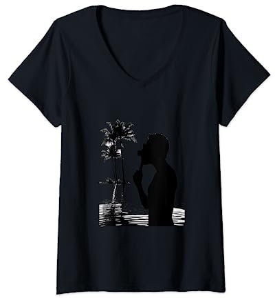 Damen Schnorchel-Silhouette, Schnorchel, Tauchmaske T-Shirt mit V-Ausschnitt