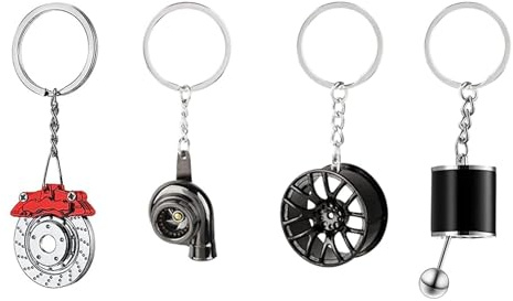 GEFIRE Schlüsselanhänger Auto 4 Stück Turbolader Schlüsselanhänger Car Keychain Fast and Furious Schlüsselanhänger Coole Schlüsselanhänger für Autoliebhaber ein Muss zum Verschenken