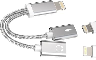 iPhone Doppel Lightning Klinke Adapter(2in1) Ladekabel Kopfhörer Splitter Apple MFI Aux auf Schnellladegerät Stecker Fast Charger Audio Netzteil Zubehör für 14 13 12 11 Pro Max X XS Mini 8 7 ip-NLFX