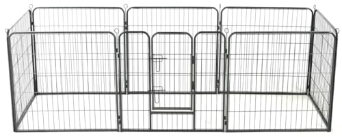 Rabbit Cages,Guinea Pig Cages,Puppy Cages,Kitten Enclosures,Chicken Coops,for Outdoor Free-Range Farm,Dog Playpen 8 Panels Steel 31.5x31.5 Black
