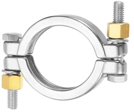 sourcing map 2.5 High Pressure Bolted Clamp Strap Double Pin Clamp Strap 304 Stainless Steel for 1 inch Pipe, 106mm Length