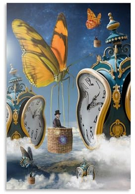 Salvador Dali Malerwerk (Zahlen, abstrakte Uhr), Poster, Wandkunst, Leinwand, Gemälde, Bild, Wohnzimmer-Dekoration, Zuhause, 60 x 90 cm