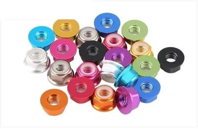4 Stück Aluminium-Flansch-Nylon-Sicherungsmutter M2 M3 M4 M5 M6 Mehrfarbig für RC-Auto-LKW-Crawler-Drift-Universalteil (Color : Orange 4pcs, Size : M2)