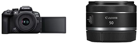 Canon EOS R10 Systemkamera + RF-S 18-45mm F4.5-6.3 is STM Zoomobjektiv & RF 50mm F1.8 STM Objektiv | Kompakt und leicht, hohe Lichtstärke von 1:1,8