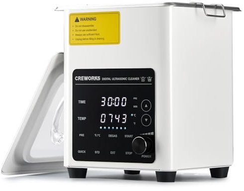 CREWORKS 2L Digital Ultrasonic Cleaner, 60W Quiet Ultrasonic Cleaning Machine with Degas Mode and 7 Oscillation Levels, Professional Ultrasound Cleaner with 3 Modes 100W Heater & Timer for Home Use