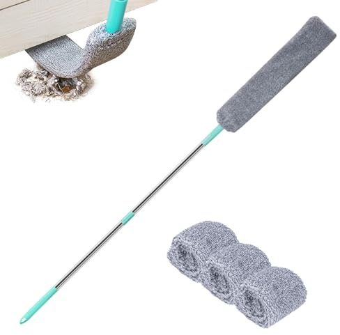 GA/p Nettoyeur de poussière, Brosse Plate Amovible avec 3 Chiffons de Nettoyage, Gadgets de Nettoyage sous Les appareils, plumeau en Microfibre GA/p pour canapé, lit, Meubles Bas