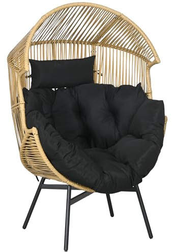 Outsunny Rattansessel Rattan Korbsessel mit Dickem Sitzkissen 120 kg Sand