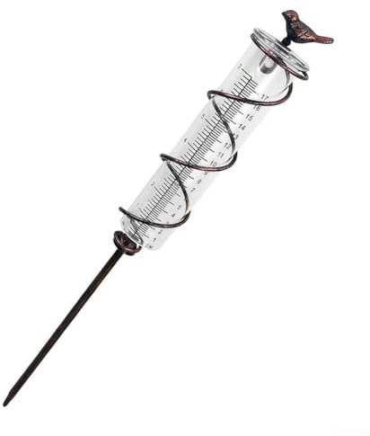 Pluviomètre extérieur en verre avec cadre en métal amovible pour jardin, cour, terrasse, pelouse, paysage, étang et terres agricoles