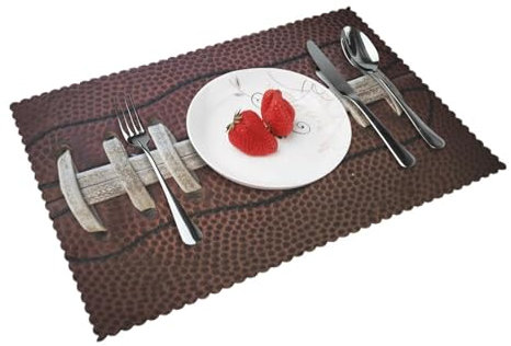 American Football Schnürsenkel,Tischsets, 4er Set, waschbar, Platzsets für Esstisch, hitzebeständig, Tablettmatten, 30x45 cm