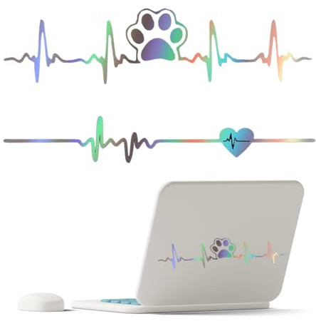 Adesivo per auto Zampa di cane, 2 pezzi adesivi colorati laser decorazione esterna per auto, accessori per auto, paraurti, finestre, pareti, computer portatili