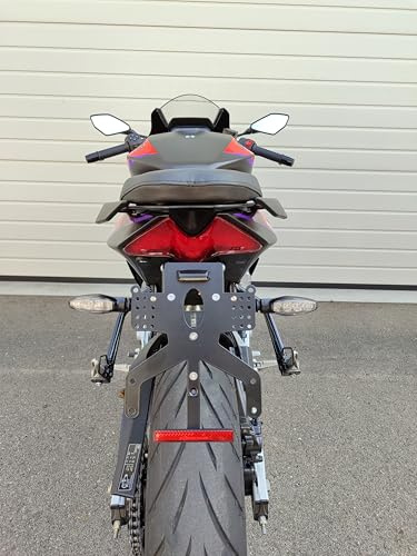 kurzer Kennzeichenhalter GroFaTec kompatibel mit Aprilia RS 457 2024 Kennzeichenträger REVO Tail Tidy rs457 Heckumbau kurzes Heck rs-457