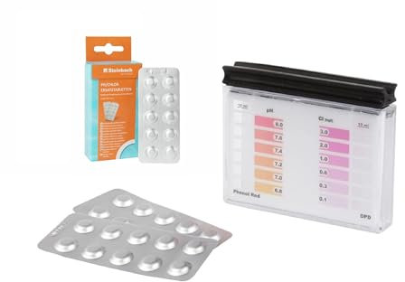 STEINBACH | Testkit für pH-Wert und freies Chlor | Pooltest Starter-Kit inkl. je 40 Tabletten Chlor DPD1 und pH-Wert Phenol Red | Genaue, schnelle und einfache Messung