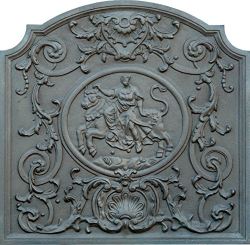 LUNA WAY CAST IRON – Verzierte Gusseisenplatte für Kamin oder Wand „Dame“ | Speichert und reflektiert Wärme | Verschleiß- und korrosionsbeständig | Maße 80 x 80 cm | Platte 100 % Gusseisen