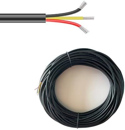 Zzcy 20M Cavo Elettrico a 3 Fili 4x0,1mm² 3 Filo Elettrico 28AWG Fili Elettrici PVC Elettrica Cavo Flessibile e Morbido in Plastica Diametro 3,5 mm Nero Adatto a Piccoli Elettrodomestici