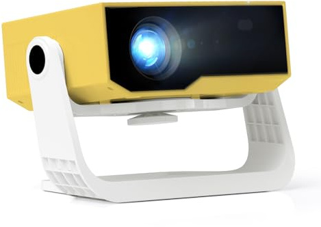 ZDK Upgraded 4K Proyector Portátil, 450 ANSI，Mini Proyector con Enfoque Automático y Corrección Keystone Automática + Soporte 360° Giratorio, 1080P Nativo, WiFi 6 y Bluetooth 5.4 (Amarillo