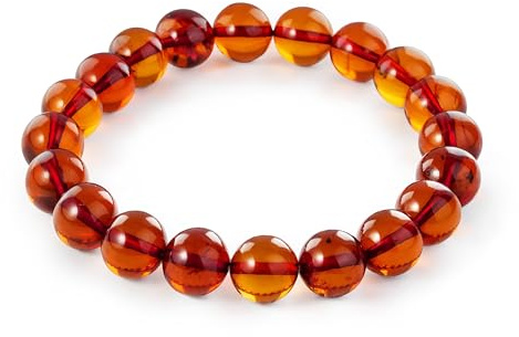Amber by Mazukna Natürliches Baltisches Bernstein Armband | Dehnbares Armband mit facettierten Perlen, leichtes Unisex Schmuckgeschenk für den Alltag