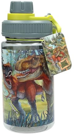 Depesche 13402 Dino World Bite - Gourde Transparente, Motif Dinosaure, Couvercle Vert à Rabat et poignée, capacité env. 500 ML