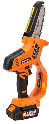 Villager VBT 0520 Cordless Pruning Chainsaw – 18 V, batteria 2 Ah, caricatore da 2,4 A, peso leggero 4 kg, strumento senza catena Tensioning, presa morbida, guida per catena, custodia per il trasporto