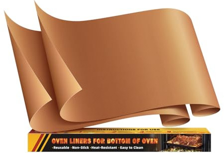 Rivestimento per Forno Antiaderente Teflon (2 Pezzi), Tappetino per Forno Riutilizzabile, Tappetini Forno di Grandi Dimensioni, Adatto per la Maggior Parte dei Forni (43×64 cm, Colore Rame)