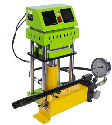 Pressa industriale Pressa idraulica for colofonia da 15 tonnellate, AR1701 800W Doppio riscaldamento Piastre for pressa da 4,7x4,7 pollici Strumento professionale for l'estrazione della cera d'olio Ma