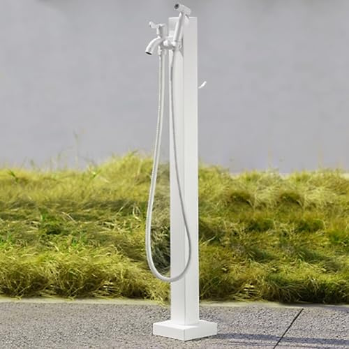 QSNYJPL Robinet Exterieur Jardin, Fontaines Exterieures en Acier Inoxydable, Decoration Jardin Exterieur, Colonne à Eau Antigel avec Robinet et Pistolet Pulvérisateur(White,95cm/37in)