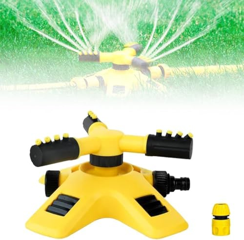 Arrosage Automatique pour Jardin, 2025 Neu Arroseur Jardin 360 Rotatif Réglable, 3 Bras Arrosage Automatique Pelouse pour Pelouse Jardin Plantes Champ de Légumes (avec raccord d'eau à 4 Points)