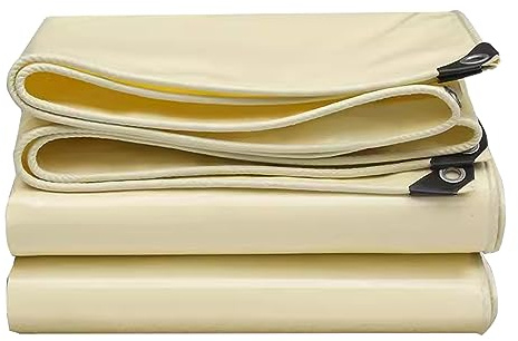 Telone resistente in PVC beige, spesso telone per serra, balcone, giardino, telo di copertura per il terreno (4 x 4 m)