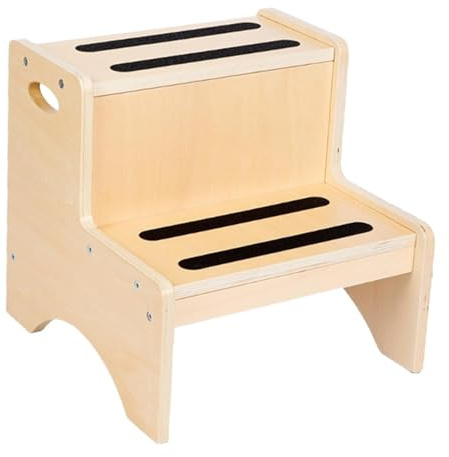 LOVIVER Tabouret de Salle de Bain à 2 marches pour Enfants, léger, Polyvalent, Facile à Nettoyer, Portable, antidérapant, Bois